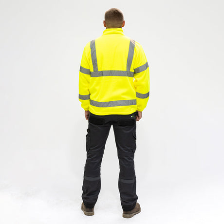 This is an image of Timco - Hi-Visibility Fleece Jacket - Yellow Large (1 Each Bag) HVFJLRG