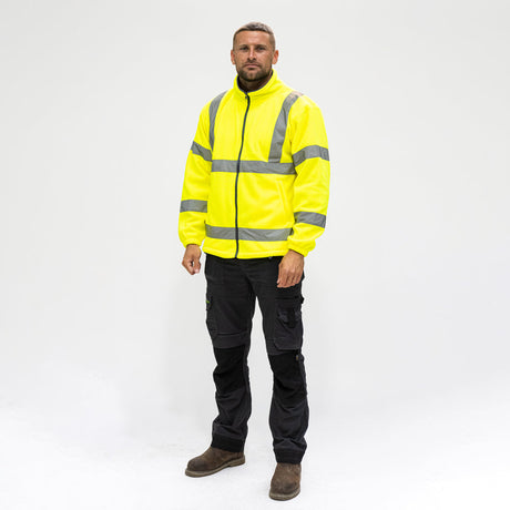 This is an image of Timco - Hi-Visibility Fleece Jacket - Yellow Small (1 Each Bag) HVFJSML