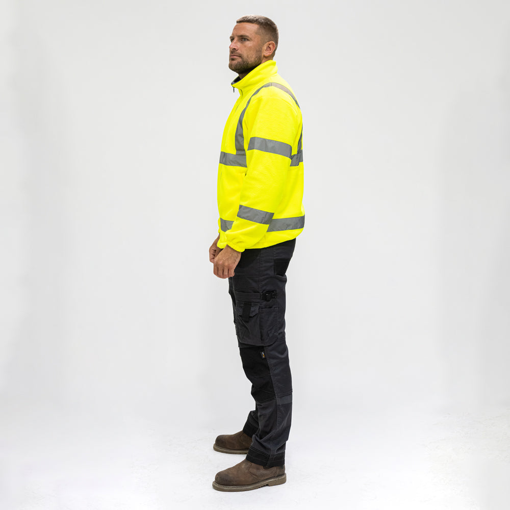This is an image of Timco - Hi-Visibility Fleece Jacket - Yellow Small (1 Each Bag) HVFJSML