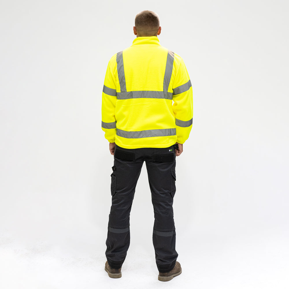 This is an image of Timco - Hi-Visibility Fleece Jacket - Yellow Small (1 Each Bag) HVFJSML