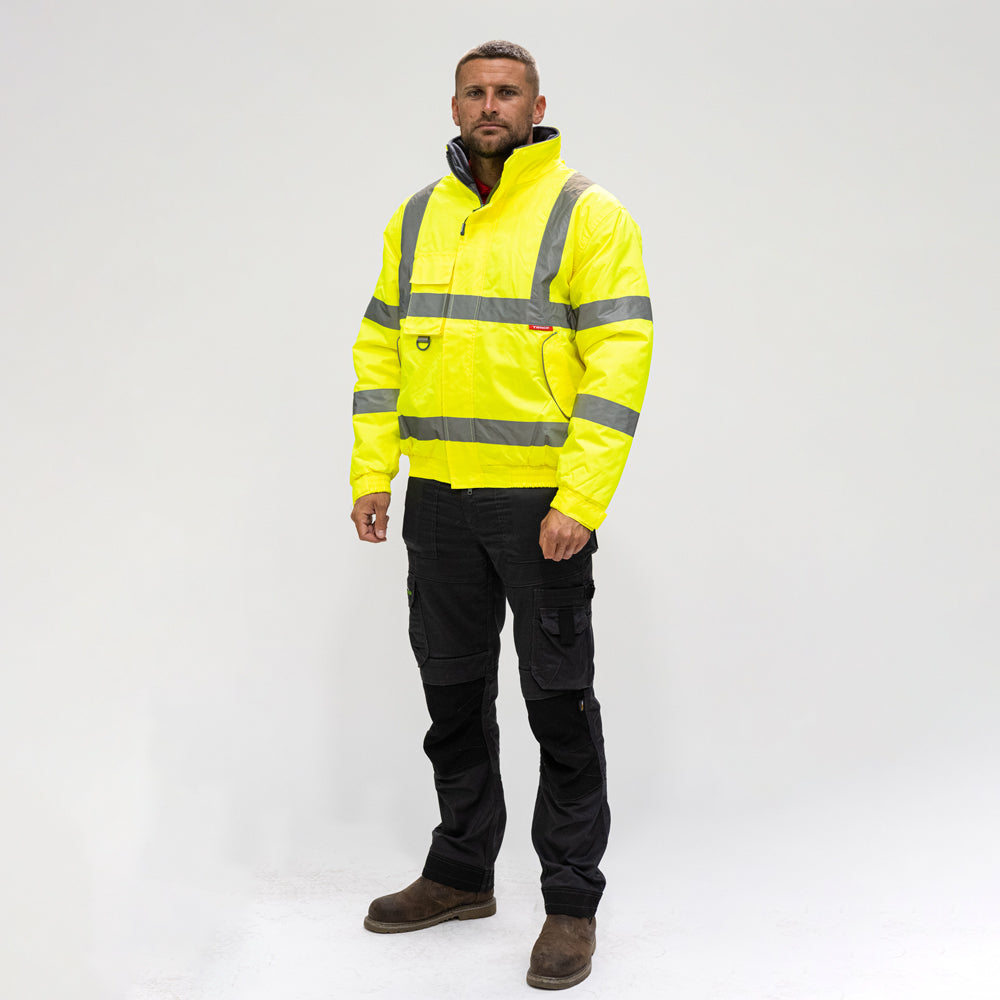 This is an image of Timco - Hi-Visibility Bomber Jacket - Yellow XXX Large (1 Each Bag) HVJ3XL