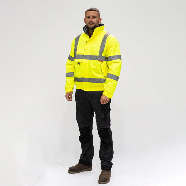 This is an image of Timco - Hi-Visibility Bomber Jacket - Yellow XXXX Large (1 Each Bag) HVJ4XL