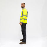 This is an image of Timco - Hi-Visibility Polo Shirt - Long Sleeve - Yellow XXXX Large (1 Each Bag) HVLSP4XL