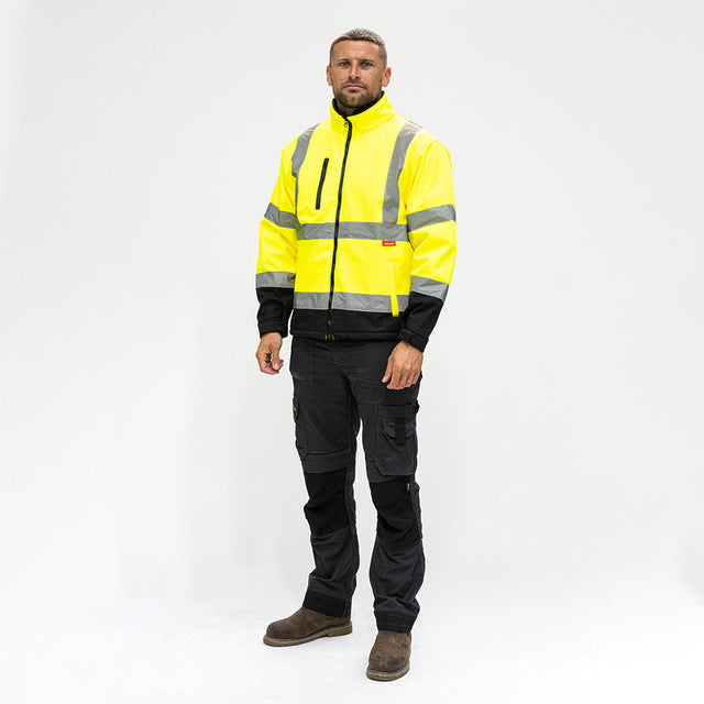 This is an image of Timco - Hi-Visibility Softshell Jacket - Yellow XX Large (1 Each Bag) HVSJXXL