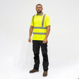 This is an image of Timco - Hi-Visibility Polo Shirt - Short Sleeve - Yellow X Large (1 Each Bag) HVSSPXL