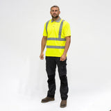 This is an image of Timco - Hi-Visibility Polo Shirt - Short Sleeve - Yellow XX Large (1 Each Bag) HVSSPXXL
