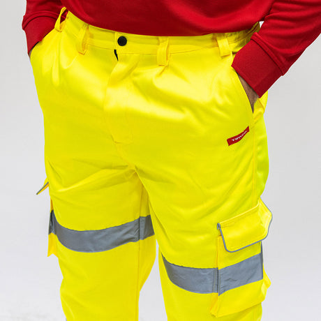 This is an image of Timco - Hi-Visibility Executive Trousers - Yellow XXX Large (1 Each Bag) HVTRS3XL
