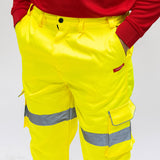 This is an image of Timco - Hi-Visibility Executive Trousers - Yellow X Large (1 Each Bag) HVTRSXL