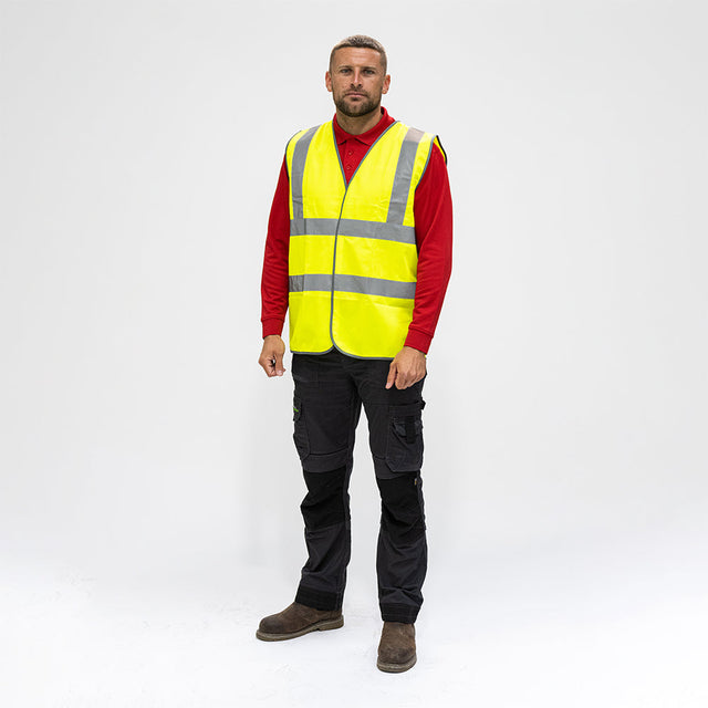 This is an image of Timco - Hi-Visibility Vest - Yellow XX Large (1 Each Bag) HVVXXL