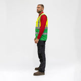 This is an image of Timco - Hi-Visibility Executive Vest - Yellow & Green XXXX Large (1 Each Bag) HVVYG4XL