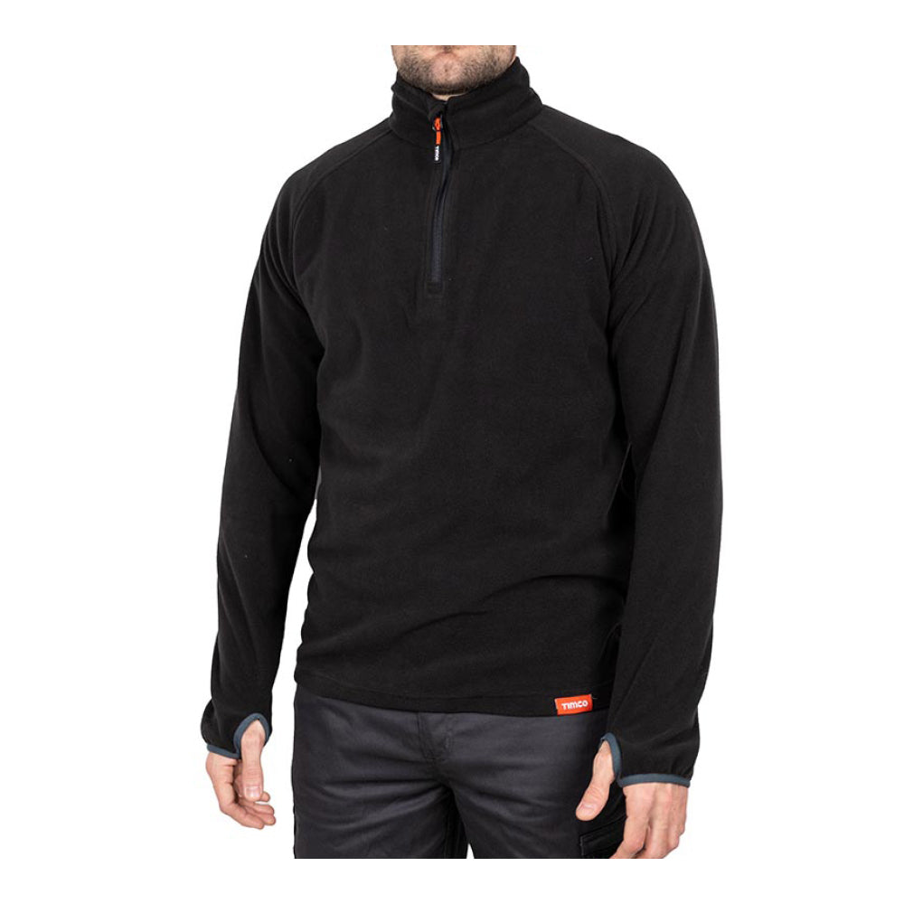 This is an image of Timco - Half Zip Overhead Fleece -Black Medium (1 Each Bag) HZOFBM
