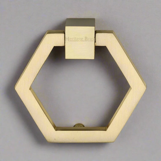 Heritage Brass - Cabinet Drop Pull Hexagon Design 51mm Satin Brass Finish