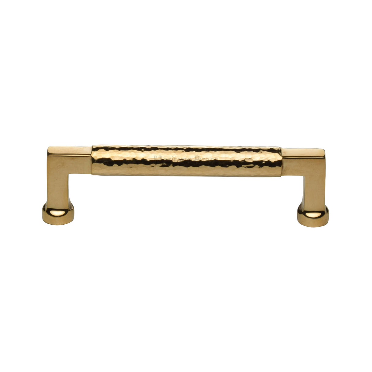 Heritage Brass Cabinet Pull Bauhaus Hammered Design 160mm CTC Unlacquered Brass Finish