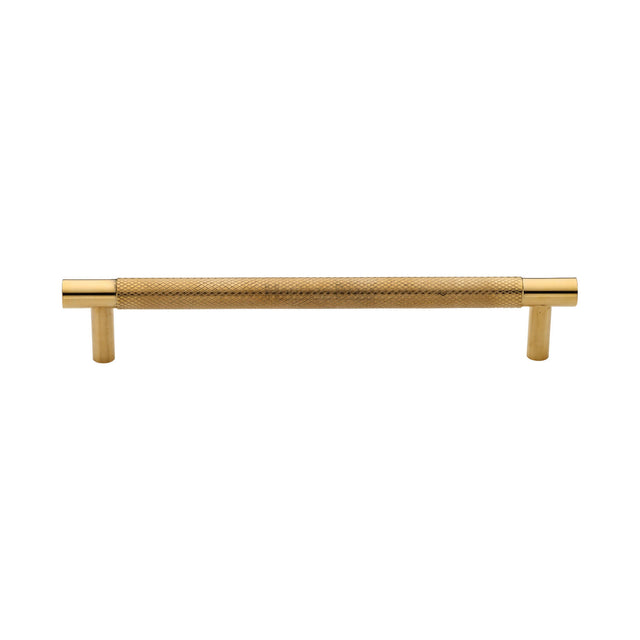 Heritage Brass Cabinet Pull Partial Knurled Design 128mm CTC Unlacquered Brass finish