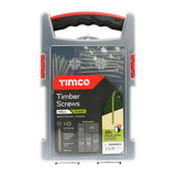 This is an image of Timco - Timber Screws - Hex - Exterior - Mixed Grab Pack - Green - (165 PCS Tray) INDGPACK
