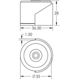 Technical drawing of of Frelan - Aluminium Floor Mounted Doorstops 40x30mm Satin Anodised Aluminium Sku. J1182