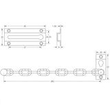 Technical drawing of of Frelan - Jedo Security Door Chains 200mm Polished Chrome Sku. J3001PC