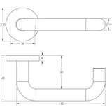 Technical drawing of of Frelan - 19mm Round Bar Handle on Rose Satin Anodised Aluminium Sku. J4645B