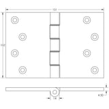 Technical drawing of of Frelan - Projection Hinges 102x151x3.5mm Satin Chrome Sku. J9036SC