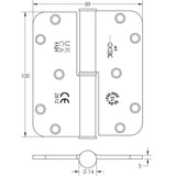 Technical drawing of of Frelan - Left Hand Lift Off hinge Grade 13 Satin Nickel Sku. J9200SNLH