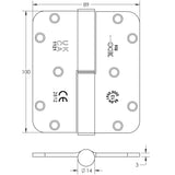 Technical drawing of of Frelan - Right Hand Hand Lift Off hinge Grade 13 Satin Nickel Sku. J9200SNRH