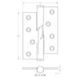 High quality image of Frelan - 102x76x3mm SSS L/H rising butt hinge | Sku. fh-j9510lhsss | Trade Door Handles.