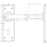 Technical drawing of of Frelan - Regal Suite Door Handle on Bathroom Plate Black Sku. JAB1B