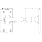 Technical drawing of of Frelan - Regal Suite Door Handle Short Latchplate Black Sku. JAB2