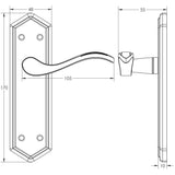 Technical drawing of of Frelan - Wentworth Suite Door Handle on Latchplate Black Sku. JAB501