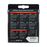 This is an image of Timco - Mixed Jigsaw Set - Wood & Metal Cutting - High Carbon Steel & HSS Blades Mixed (10 Pieces Case) JIGSET10