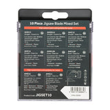 This is an image of Timco - Mixed Jigsaw Set - Wood & Metal Cutting - High Carbon Steel & HSS Blades Mixed (10 Pieces Case) JIGSET10