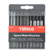 This is an image of Timco - Mixed Jigsaw Set - Wood & Metal Cutting - High Carbon Steel & HSS Blades Mixed (20 Pieces Case) JIGSET20