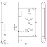 Technical drawing of of Frelan - 72mm Dark Bronze Din Euro Deadlock Radiused 60mm Backset Sku. JL-DD60RDB
