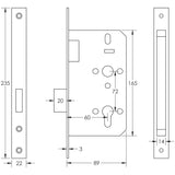 Technical drawing of of Frelan - Jedo 72mm Dark Bronze Din Euro Deadlock 60mm Backset Sku. JL-DD60DB