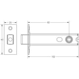 Technical drawing of of Frelan - Jedo Heavy Duty Tubular Deadbolts 102mm Antique Brass Sku. JL-HDB102AB