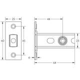 Technical drawing of of Frelan - Jedo Heavy Duty Tubular Deadbolts Bodies Only 64mm Sku. JL-HDB64