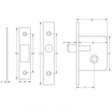 Technical drawing of of Frelan - Mortice Budget Lock & Key Sku. JL195NP