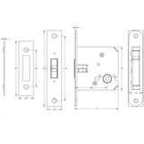 Technical drawing of of Frelan - Jedo Sliding Door Bathroom Lock Dark Bronze Sku. JL840DB