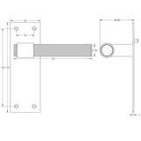 Technical drawing of of Frelan - Nero T-Bar Door Handles on Latchplate Black Sku. JMB100