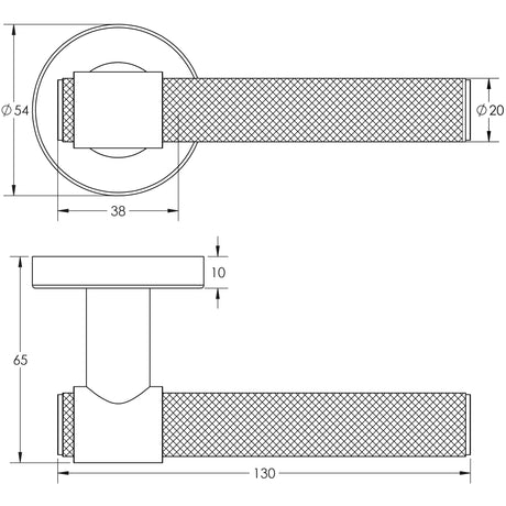 Technical drawing of of Frelan - Nero T-Bar Knurled Black Door Handle Sku. JMB105