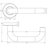 Technical drawing of of Frelan - Nero Orbit Black Door Handle Sku. JMB13