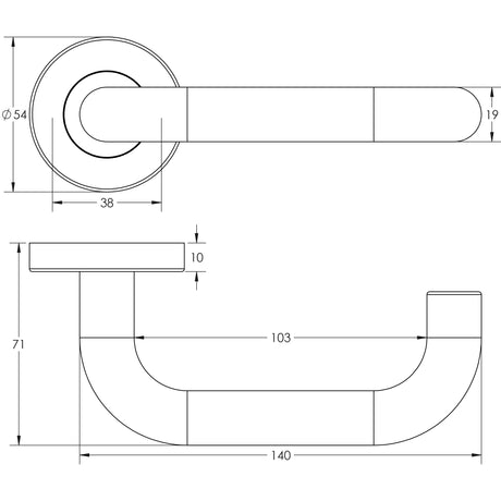 Technical drawing of of Frelan - Nero Orbit Black Door Handle Sku. JMB13