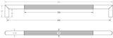 Technical drawing of of Frelan - Three One Six Linear Pull Handles 600x25mm Bolt Through Black Sku. JMB14