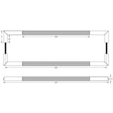 Technical drawing of of Frelan - Three One Six Linear Pull Handles 600x25mm Back to Back Black Sku. JMB15