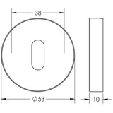 Technical drawing of of Frelan - Nero Matt Black Standard Escutcheon 52mm 304g Black Sku. JMB16