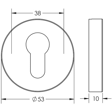Technical drawing of of Frelan - Nero Euro Profile Escutcheon 52mm 304g Black Sku. JMB18