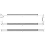 Technical drawing of of Frelan - Three One Six Diamond Pull Handles 800x25mm Back to Back Black Sku. JMB20