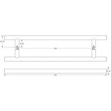 Technical drawing of of Frelan - Nero Guardsman Pull Handles 600x25mm Back to Back Matt Black Sku. JMB223B