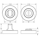 Technical drawing of of Frelan - Nero Matt Black Turn & Release 50mm Black Sku. JMB2666