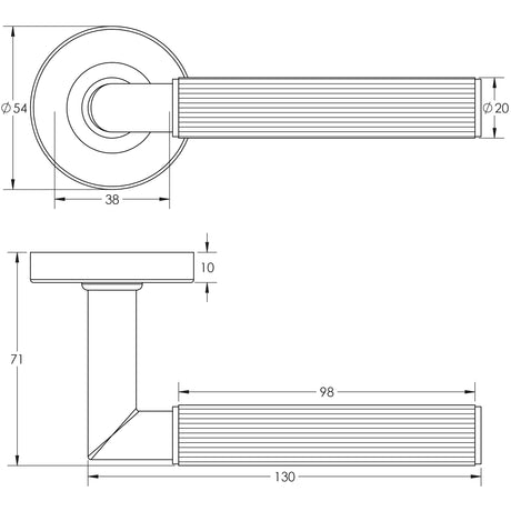 Technical drawing of of Frelan - Three One Six Linear Knurled Door Handle Black Sku. JMB402